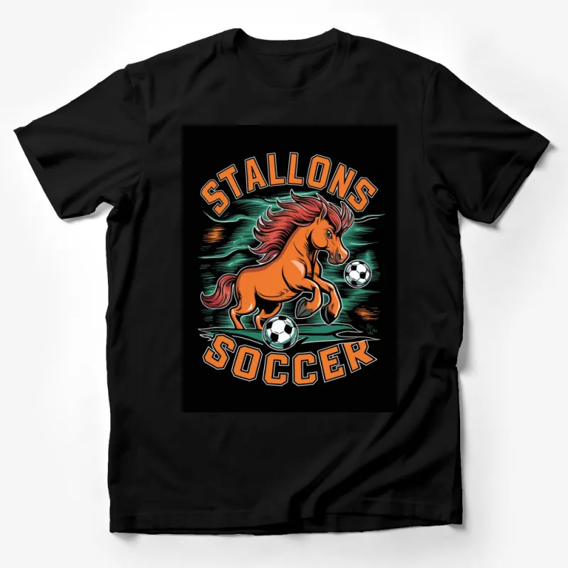 Stallons Soccer Team T-Shirt, Vibrant Horse Playing Soccer, Unisex Sports Tee Male T-Shirt