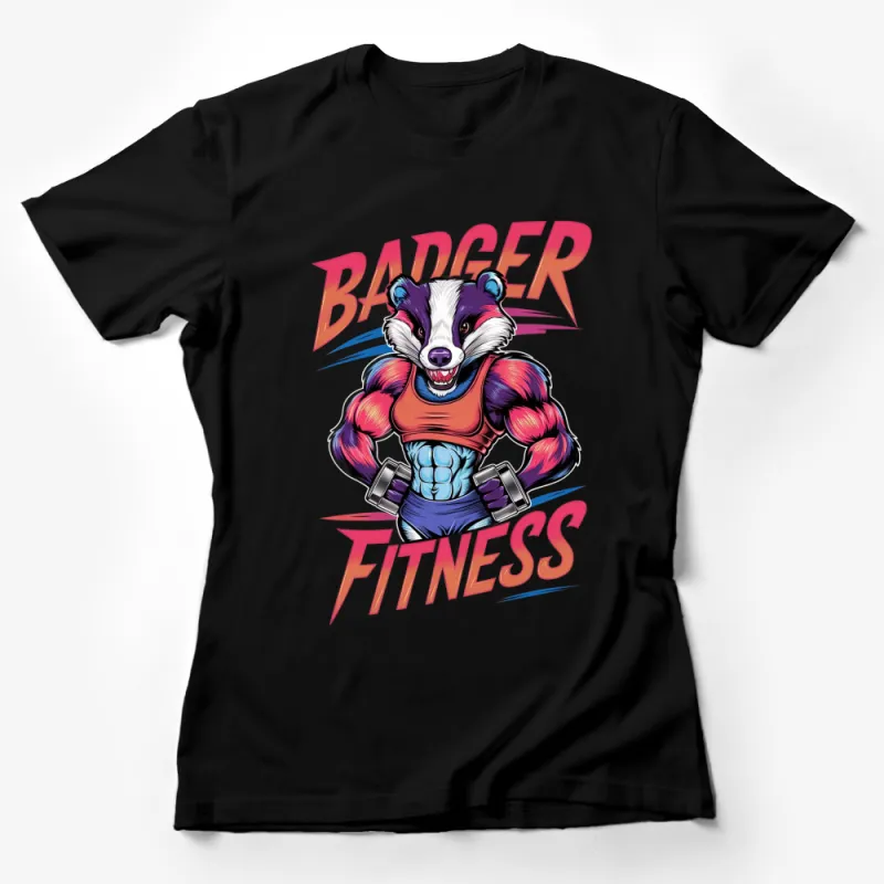 Badger Fitness T-Shirt, Muscular Badger Graphic Tee, Cool Animal Workout Shirt, Gym Wear for Men and Women Female T-Shirt