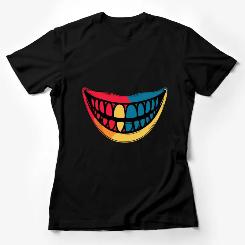 Colorful Smile Art T-Shirt, Unique Vibrant Smile Graphic Tee, Bold Pop Art, Unisex Fashion Female T-Shirt