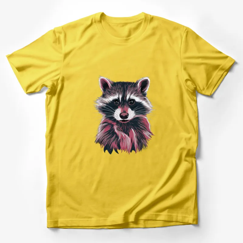 Colorful Raccoon Face T-Shirt, Vibrant Animal Graphic Tee, Unisex Fashion Top, Wildlife Lover Gift Idea Male T-Shirt