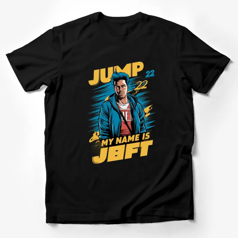 Jump 22 My Name Is Jeff Graphic T-Shirt, Colorful Comic Art Style Tee, Cool Men's Fashion Male T-Shirt