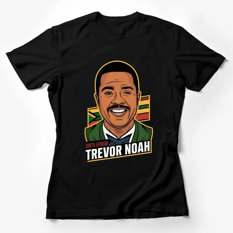 Trevor Noah Inspired Graphic T-Shirt, South African Flag Colors, Comedian Portrait Tee, Unisex Casual Wear Female T-Shirt