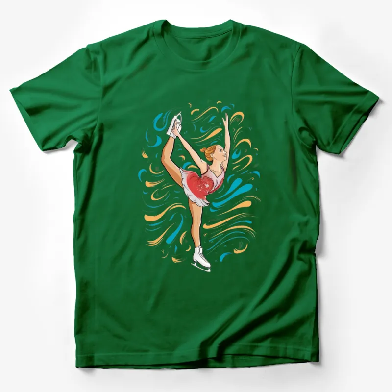 Women's Ice Skating T-Shirt, Artistic Figure Skater Print, Dynamic Sport Tee, Gift for Skaters Male T-Shirt