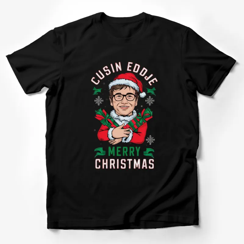 Cousin Eddie Christmas T-Shirt, Funny Holiday Santa Hat Tee, Festive Family Xmas Gift Male T-Shirt