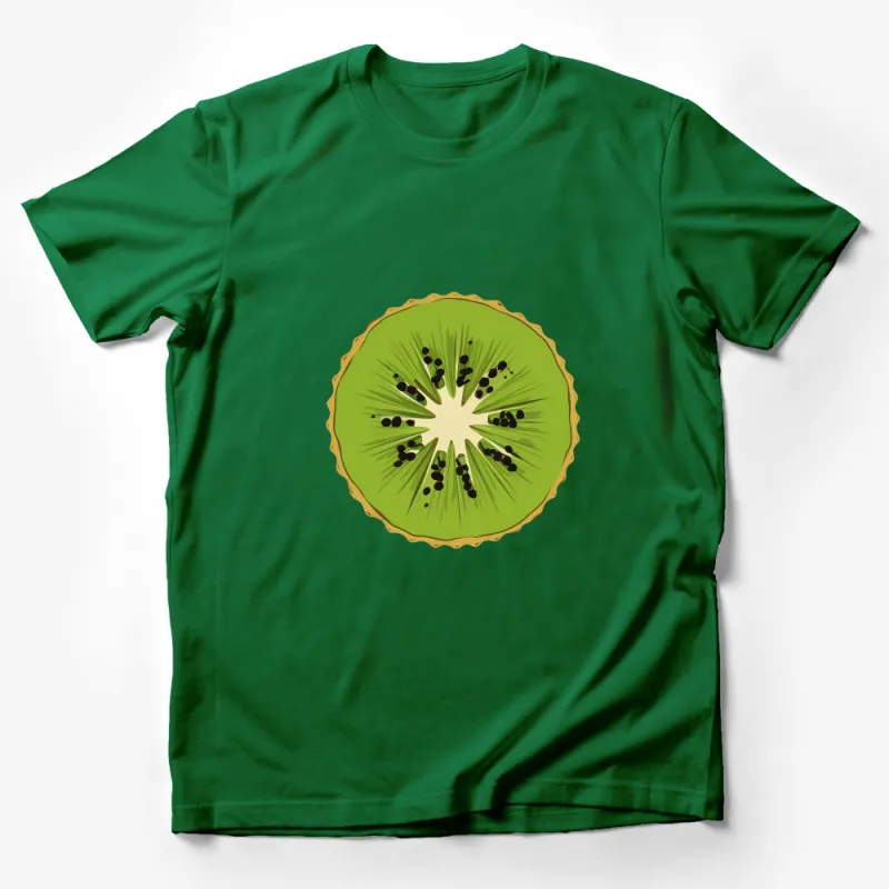 Vibrant Kiwi Fruit Slice Graphic T-Shirt, Tropical Summer Fruit Tee, Unisex Green Fruit Shirt Male T-Shirt