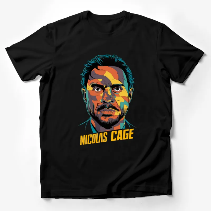 Colorful Pop Art Style Nicolas Cage Graphic T-Shirt, Unisex Cotton Tee, Fashionable Modern Apparel, Trendy Celebrity Shirt Male T-Shirt