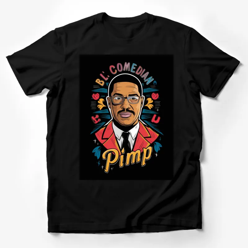 Vintage Comedian Pimp Graphic T-Shirt, Colorful Retro Design Tee, Unisex Shirt for Parties and Casual Wear Male T-Shirt