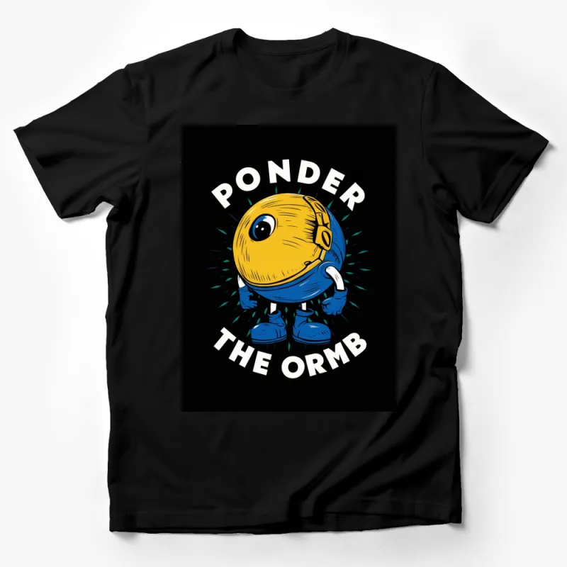 Ponder the ORMB Graphic T-Shirt, Vintage Comic Style Design, Unique Blue and Yellow Male T-Shirt