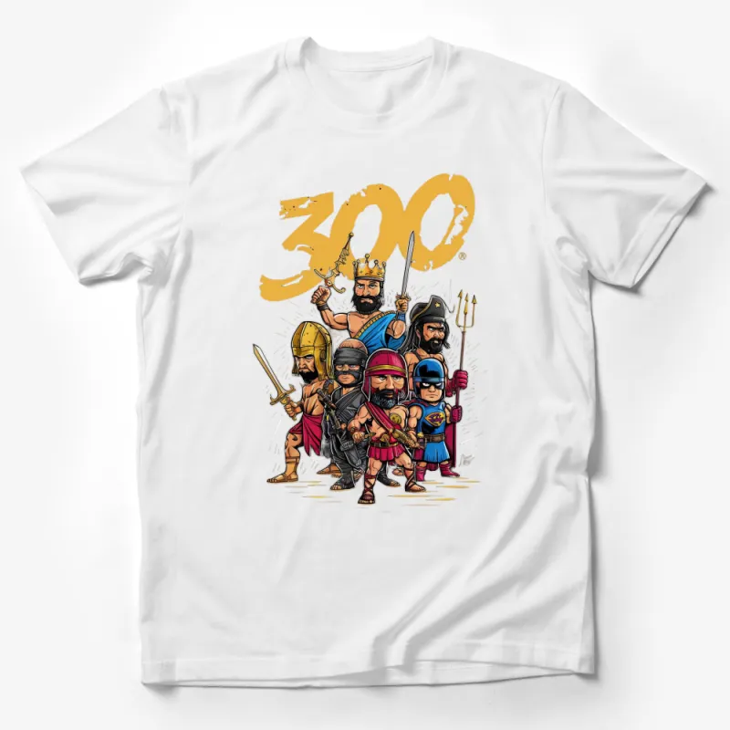 Comic Style Warriors 300-Inspired T-Shirt, Unique Graphic King and Heroes Tee, Cool Movie Parody Shirt Male T-Shirt