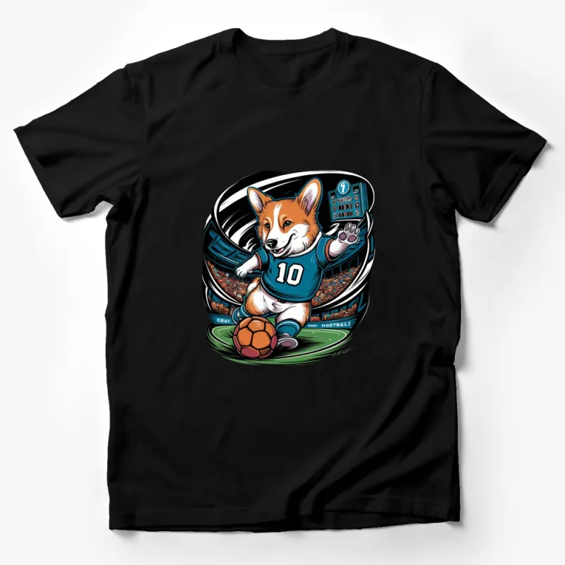 Fox Soccer Player Graphic T-Shirt, Sports Illustrated Animal Design, Cute Football Tee Male T-Shirt