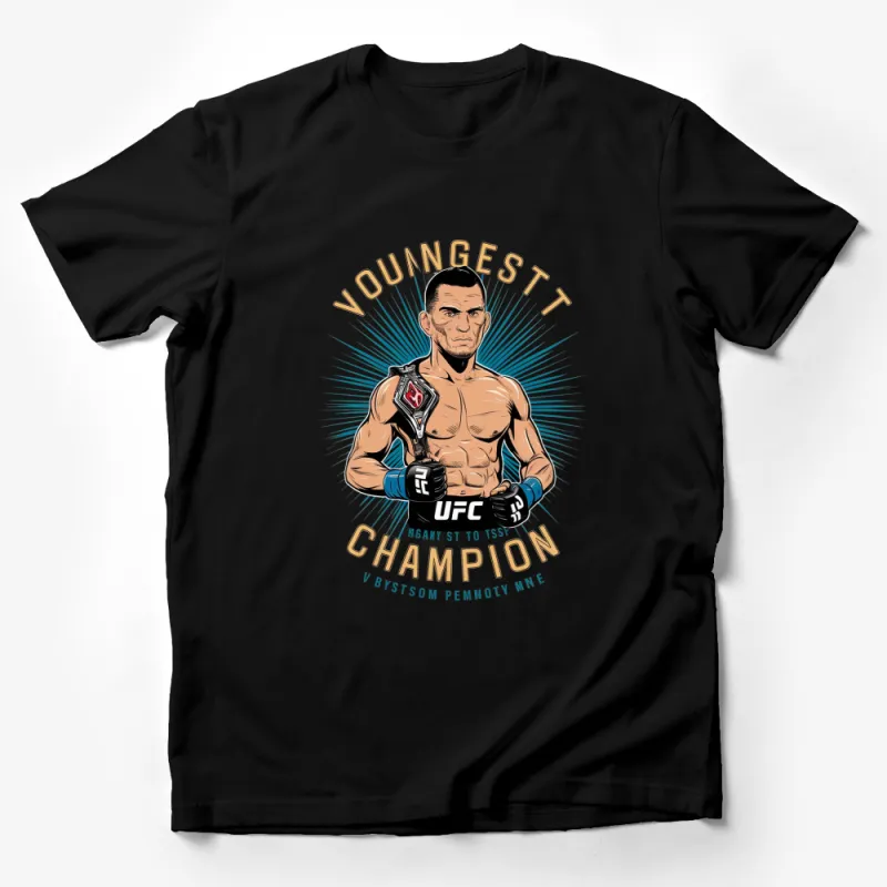 UFC Youngest Champion T-Shirt, MMA Fighter Illustration Tee, MMA Fan Gift, Sports Apparel, Athletic Casual Wear Male T-Shirt