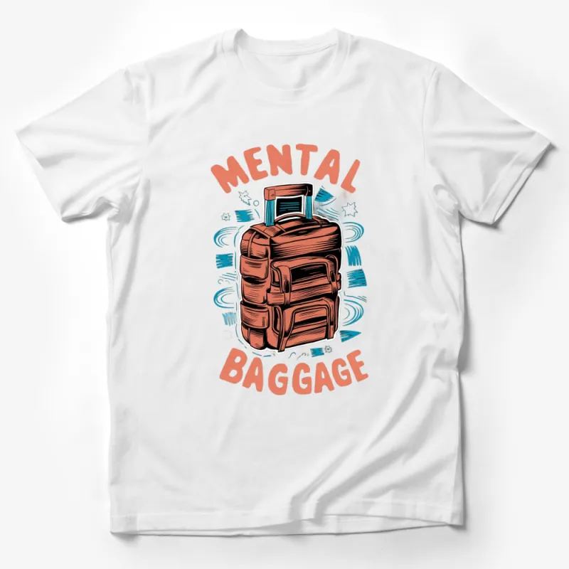 Mental Baggage Graphic T-Shirt, Funky Luggage Illustration Tee, Travel Style Casual Wear, Unisex T-Shirt Male T-Shirt