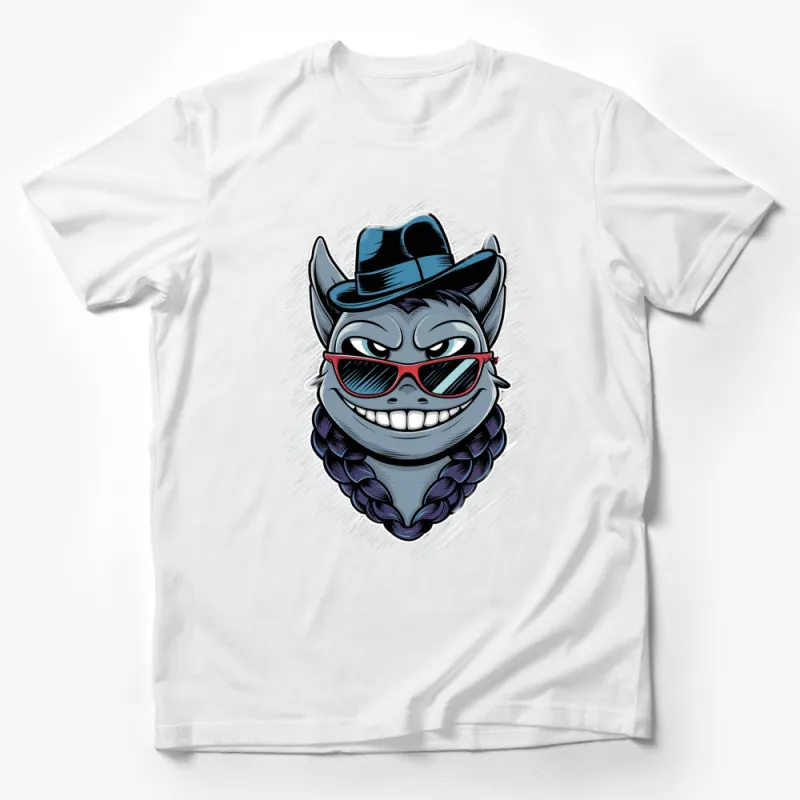 Cool Wolf with Hat and Sunglasses Graphic T-Shirt, Hipster Animal Casual Tee, Unisex Fashion Streetwear, Unique Gift Idea Male T-Shirt