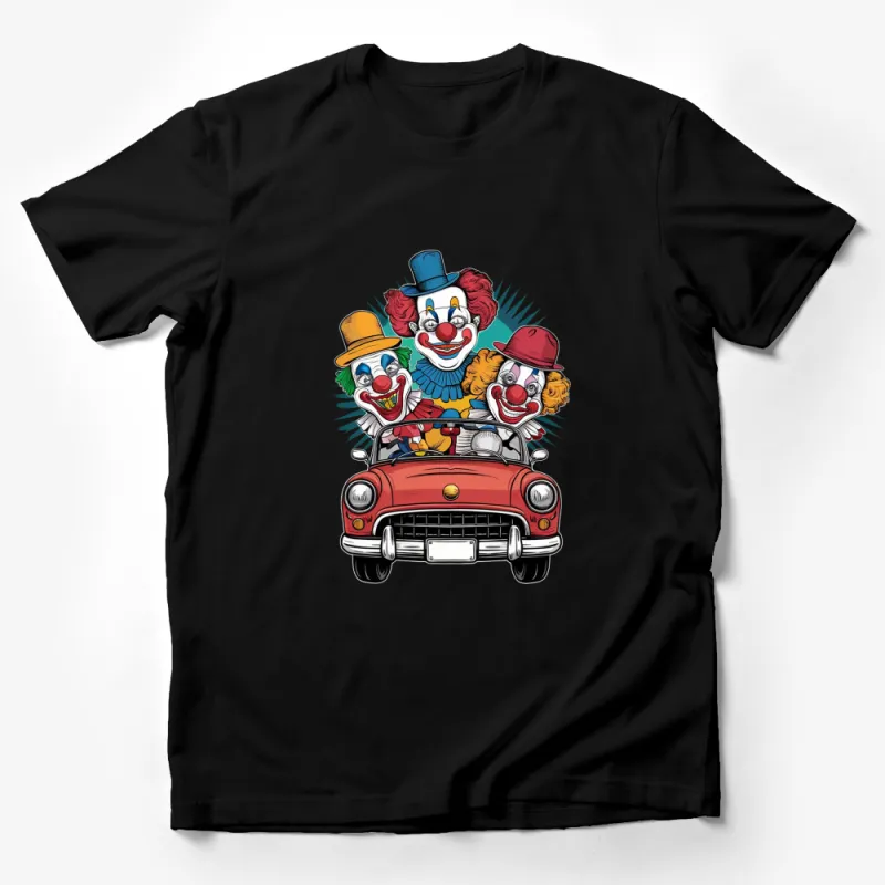 Retro Clown Car T-Shirt, Vintage Circus Theme, Funny Clowns Driving, Unique Graphic Tee, Unisex Shirt Male T-Shirt