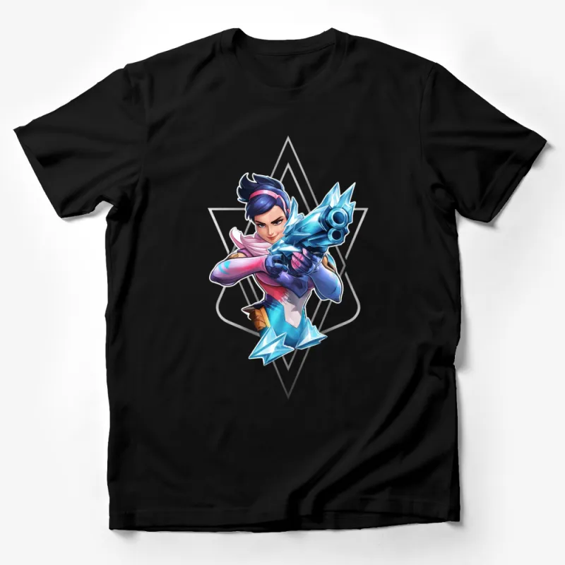 Colorful Female Warrior T-Shirt, Vibrant Comic Style Hero Tee, Bold Graphic Shirt Male T-Shirt