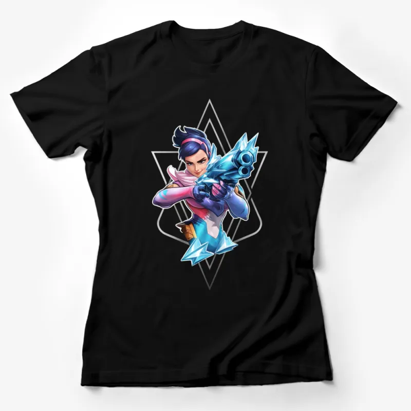 Colorful Female Warrior T-Shirt, Vibrant Comic Style Hero Tee, Bold Graphic Shirt Female T-Shirt