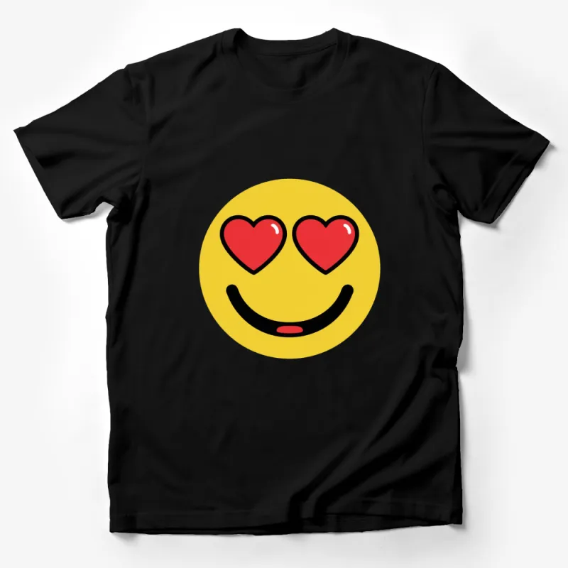 Heart Eyes Smiley Face T-Shirt, Cute Love Emoji Graphic Tee, Yellow Happy Shirt for All Ages Male T-Shirt