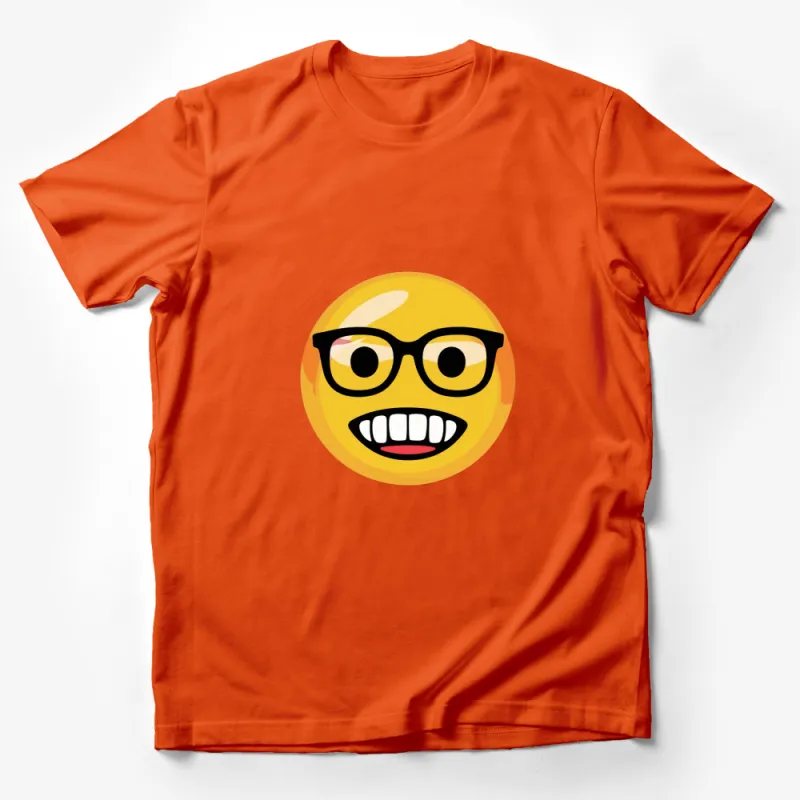 Nerdy Emoji T-Shirt, Geeky Smiley Face, Yellow Graphic Tee, Unisex Casual Wear Male T-Shirt