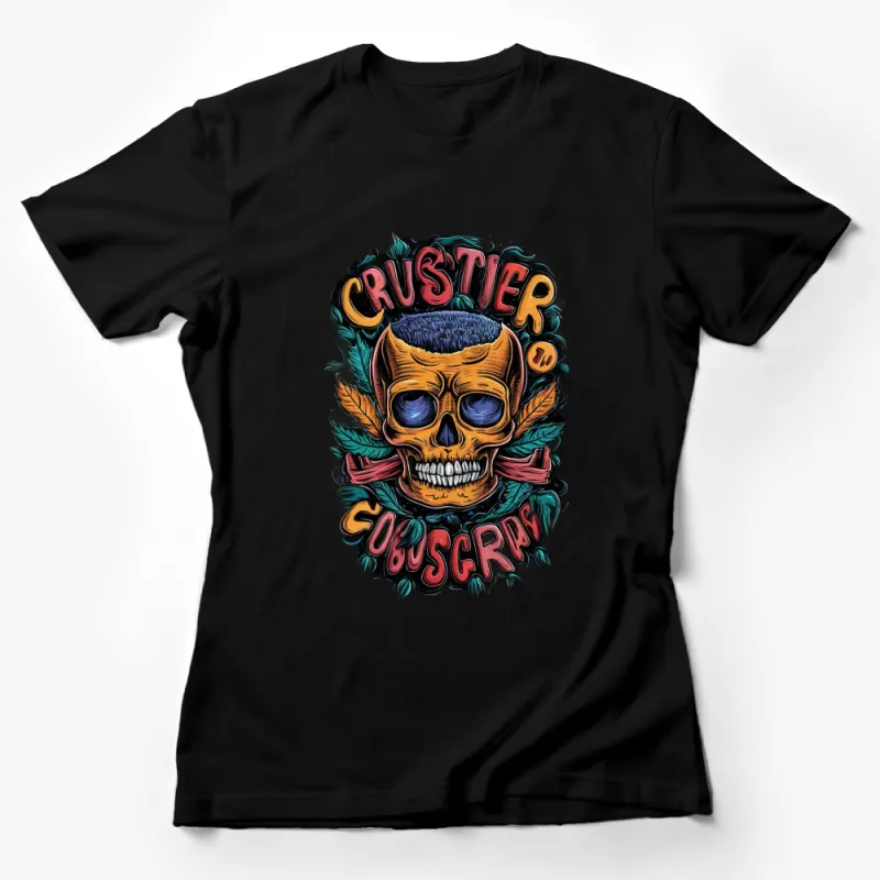 Crustier Old Subscriber Skull Graphic T-Shirt, Vintage Tattoo Style Tee, Unique Bold Design Shirt Female T-Shirt