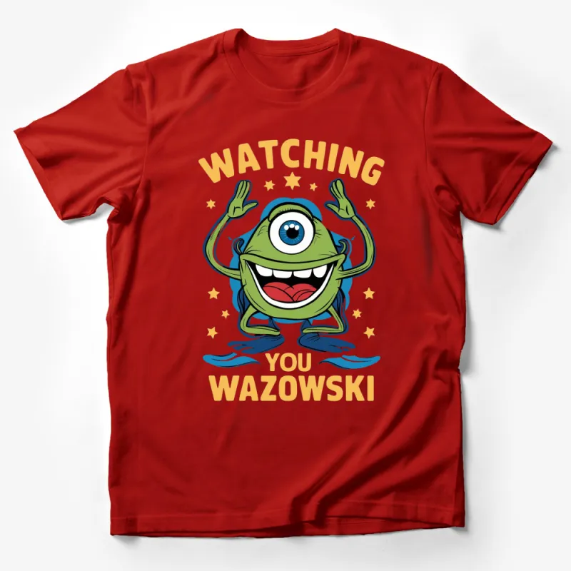 Funny Monster Watching You Wazowski Graphic T-Shirt, Cartoon Eye Creature Tee, Unisex Male T-Shirt