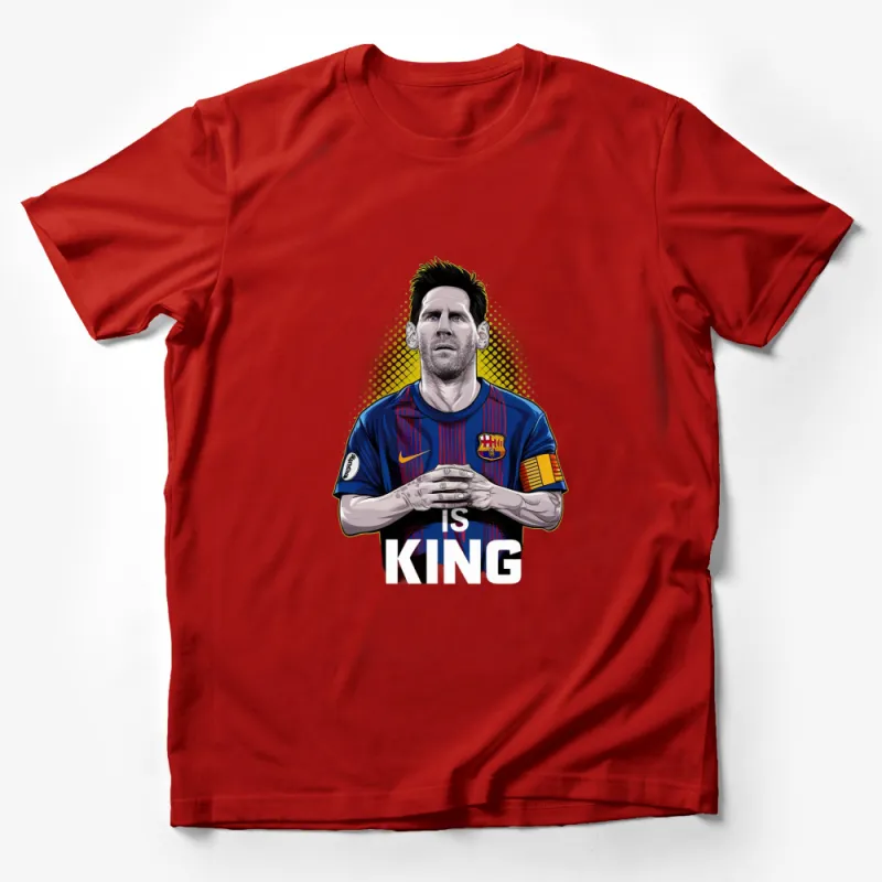 Soccer King Graphic T-Shirt, Football Star Illustration, Sports Fan Gift, Barcelona Club Themed Apparel Male T-Shirt