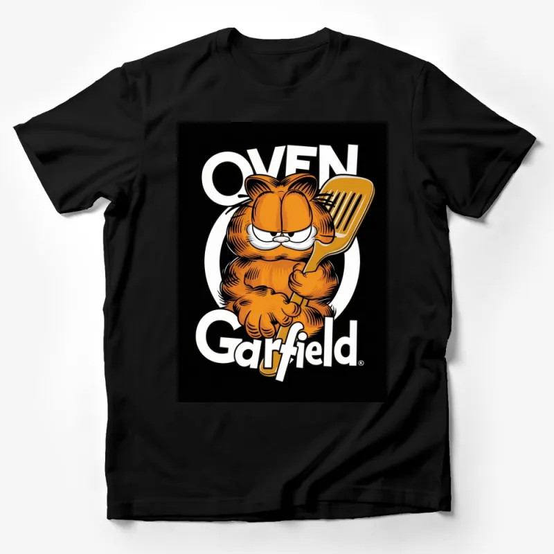 Garfield T-Shirt, Sarcastic Cat With Spatula, Funny Cartoon Graphic Tee, Unisex Adult Clothing Male T-Shirt