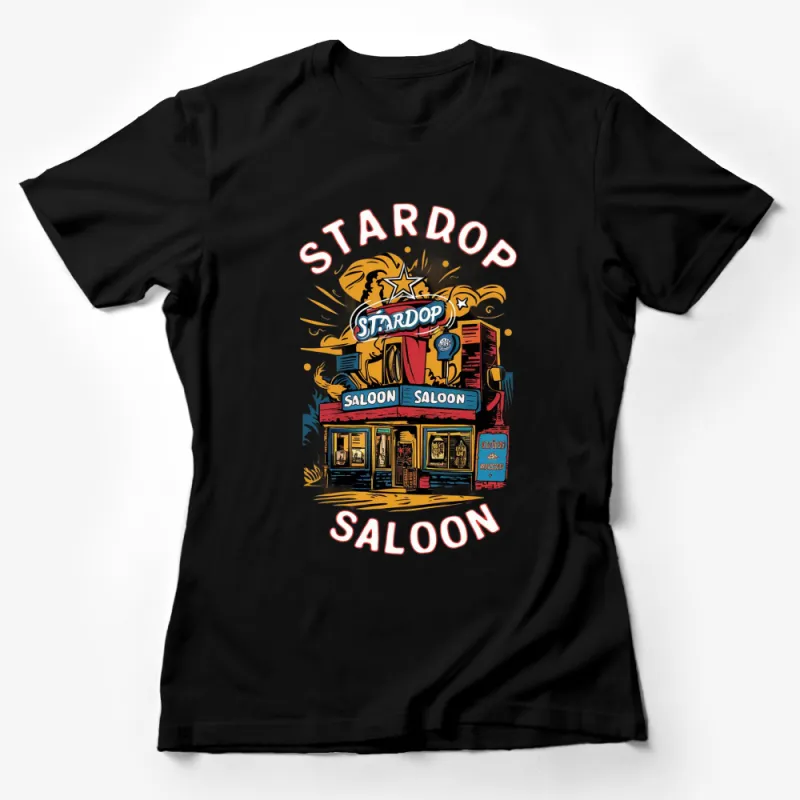 Stardrop Saloon Retro Style T-Shirt, Vintage Video Game Inspired Graphic Tee, Colorful Gamer Fashion Female T-Shirt