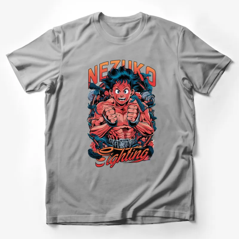 Unique Nezuko Fighting Anime Graphic T-Shirt, Colorful Illustrated Tee, Fan Art Inspired Shirt, Gift for Anime Lovers Male T-Shirt