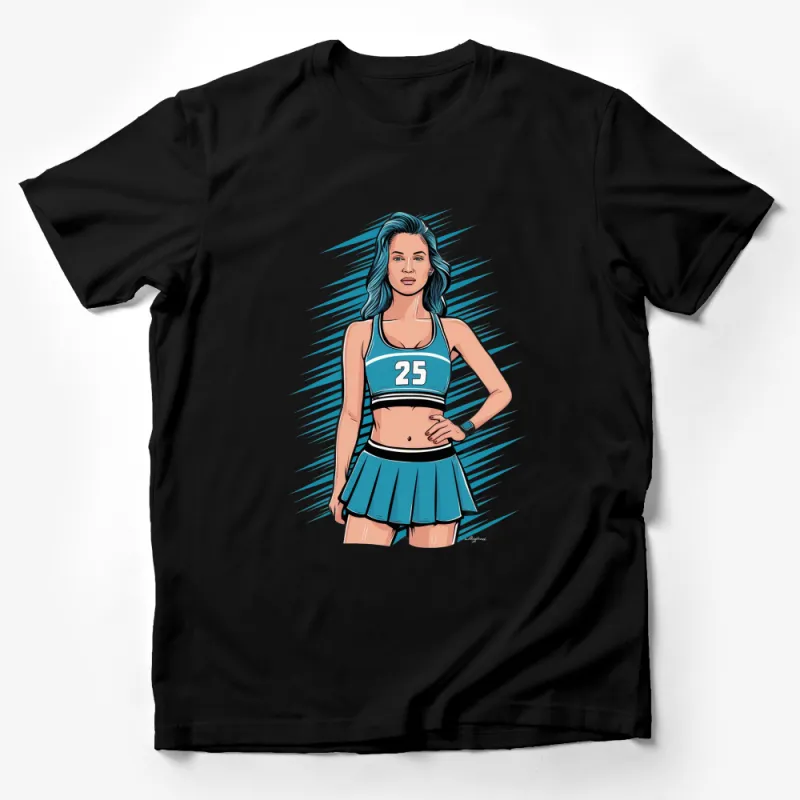 Blue Haired Female Athlete Retro Style Sports T-Shirt, Casual and Stylish Top, Gift for Her Male T-Shirt