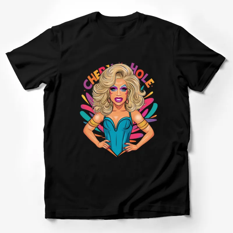 Drag Queen Cartoon Graphic Tee, Colorful Pop Art Style T-Shirt, Vibrant Fashion Illustration Top Male T-Shirt