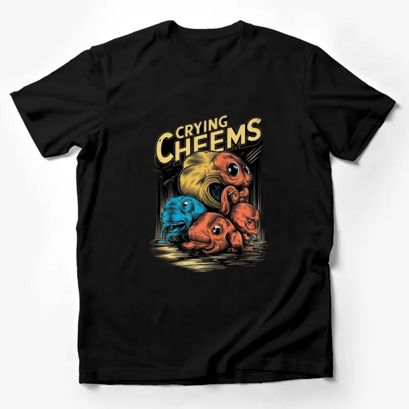 Crying Cheems Graphic Tee, Colorful Cartoon Dogs T-Shirt, Unique Pop Art Style Shirt, Gift for Dog Lovers Male T-Shirt