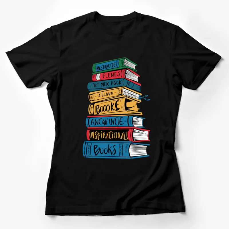 Colorful Book Stack Graphic T-Shirt, Cute Reading Tee, Bibliophile Gift, Book Lover Shirt Female T-Shirt