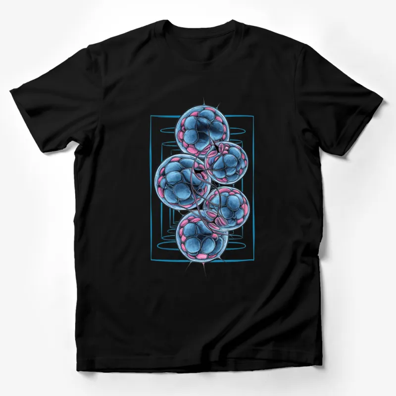 Abstract Geometric Bubble Design T-Shirt, Stylish Blue and Pink Art Tee Male T-Shirt