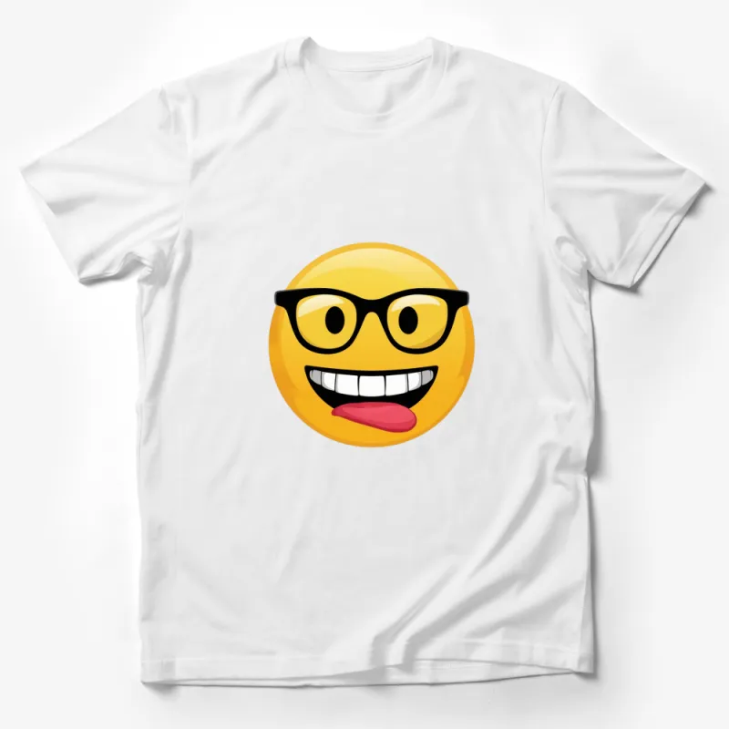 Nerdy Smiley Face Emoji T-Shirt, Yellow Happy Face with Glasses, Unisex Graphic Tee, Casual Wear Male T-Shirt