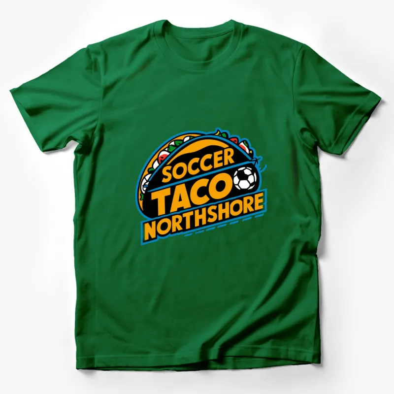 Soccer Taco Northshore Graphic T-Shirt, Colorful Soccer and Taco Design, Fun Sporty Casual Tee Male T-Shirt