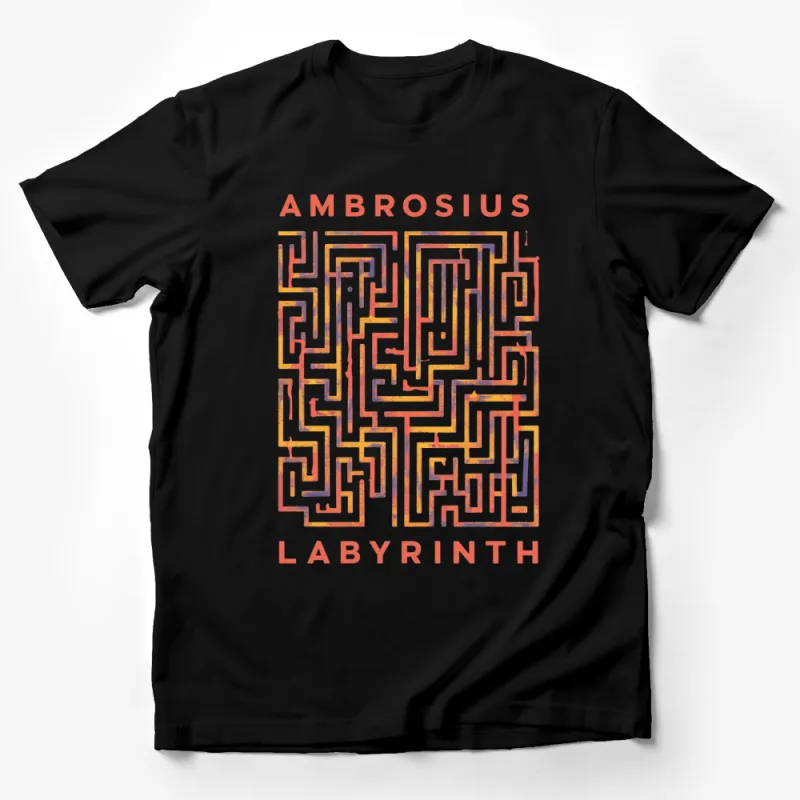 Ambrosius Labyrinth Orange and Purple Maze Graphic T-Shirt, Unisex Fashion Tee, Unique Design Male T-Shirt