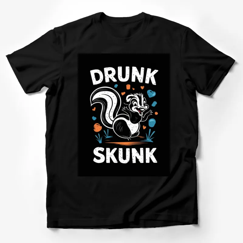 Funny Drunk Skunk T-Shirt, Cute Party Animal Graphic Tee, Unisex Casual Shirt Male T-Shirt