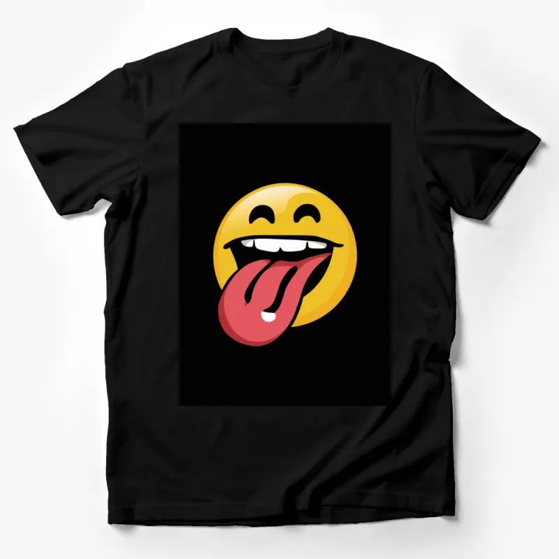 Funky Smiley Face Tongue Out Graphic T-Shirt, Unisex Black Tee, Casual Streetwear, Fun Emoji Apparel, Gift Ideas Male T-Shirt