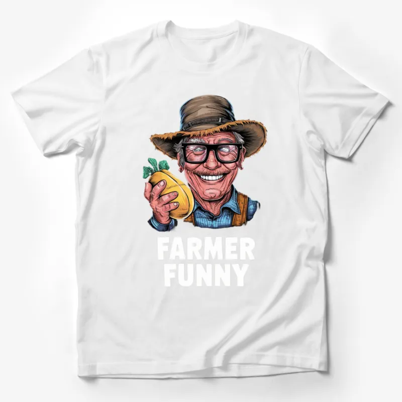 Funny Farmer T-Shirt, Quirky Farmer with Lemon Graphic Tee, Unique Men's Casual Wear, Great Gift Idea Male T-Shirt