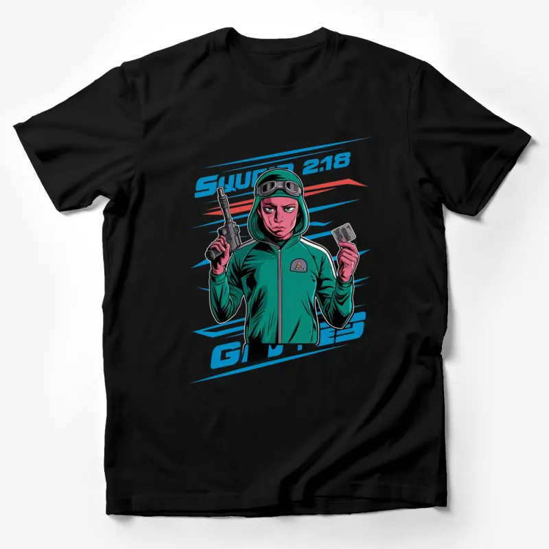 Retro Futuristic Pilot T-Shirt, Sci-Fi Cyberpunk Graphic Tee, Urban Fashion, Cool Space Adventurer Shirt Male T-Shirt