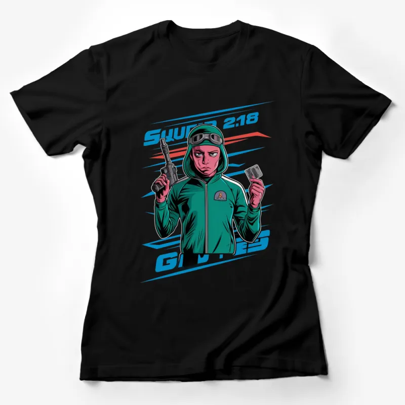 Retro Futuristic Pilot T-Shirt, Sci-Fi Cyberpunk Graphic Tee, Urban Fashion, Cool Space Adventurer Shirt Female T-Shirt