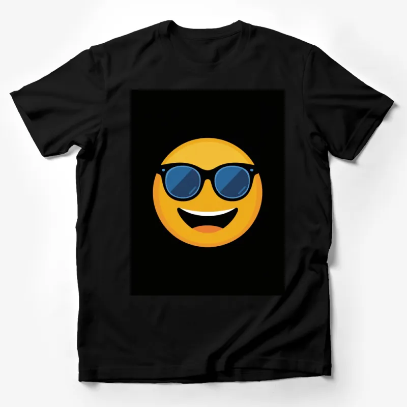 Cool Smiley Face Emoji with Sunglasses Black T-Shirt, Unisex Graphic Tee for All Ages Male T-Shirt