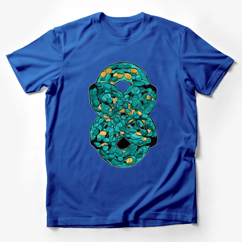 Artistic Coffee Bean and Cup Infinity Knot T-Shirt, Unique Graphic Tee, Gift for Coffee Lovers Male T-Shirt