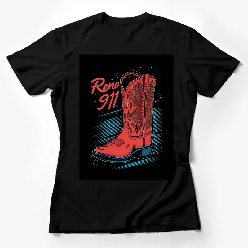 Retro Reno 911 Cowboy Boot Graphic T-Shirt, Vintage Style Western Tee, Unisex Fashion Shirt Female T-Shirt