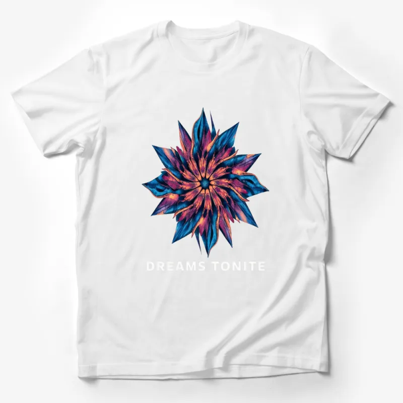 Graphic T-Shirt with Colorful Starburst Design, Dreams Tonite Artistic Tee Male T-Shirt