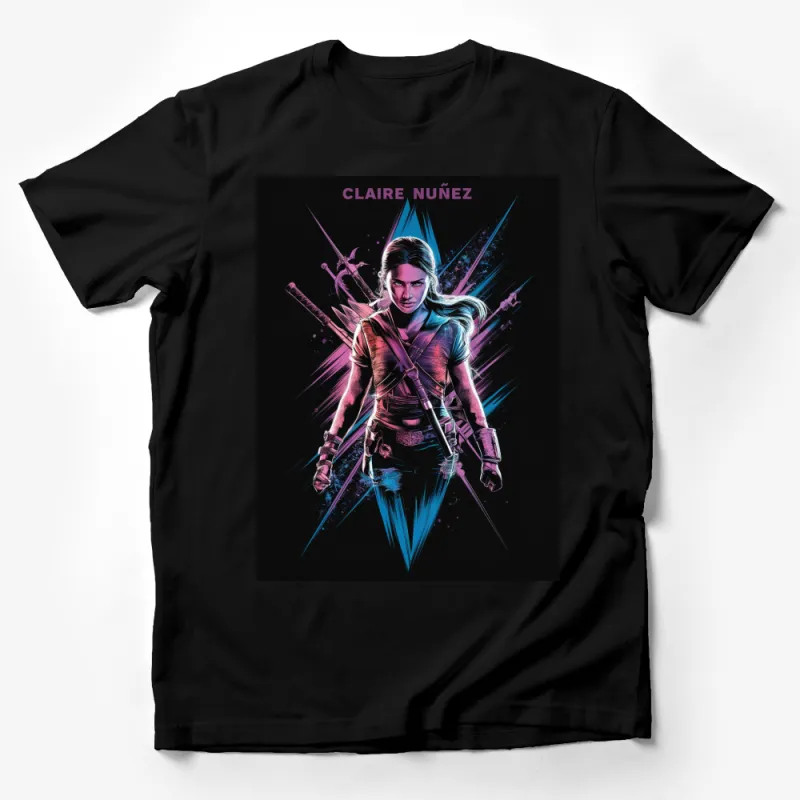 Claire Nun?ez Warrior Graphic Tee, Colorful Fantasy Art T-Shirt, Unique Women's Hero Shirt Male T-Shirt