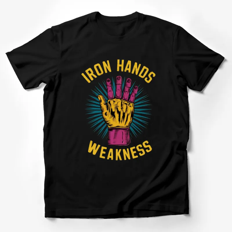 Iron Hands Weakness Graphic Tee, Vintage Robot Hand Design, Retro Style T-Shirt Male T-Shirt