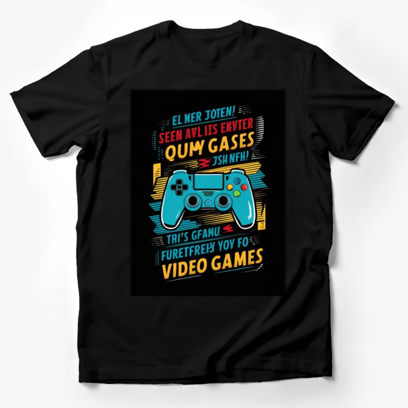 Retro Gaming T-Shirt, Colorful Gamer Controller Design, Fun Video Game Tee Male T-Shirt