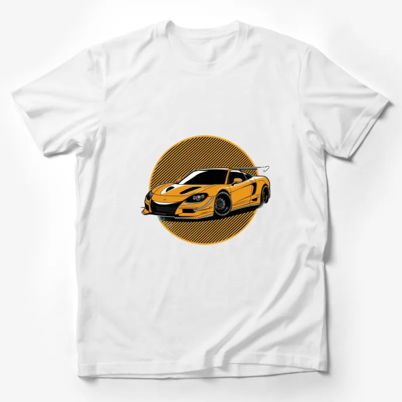 Bright Yellow Sports Car Graphic T-Shirt, Cool Race Car Print, Men's Fashion Tee, Unique Gift for Car Lovers Male T-Shirt