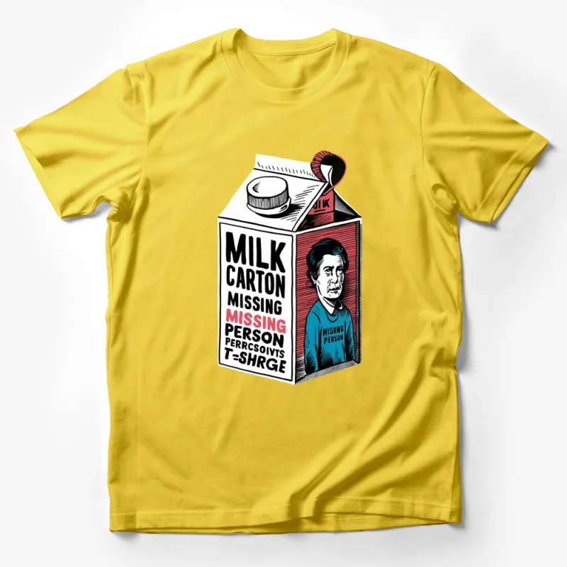 Vintage Milk Carton Design T-Shirt, Missing Person Graphic Tee, Unique Retro Style Comfort Wear Male T-Shirt